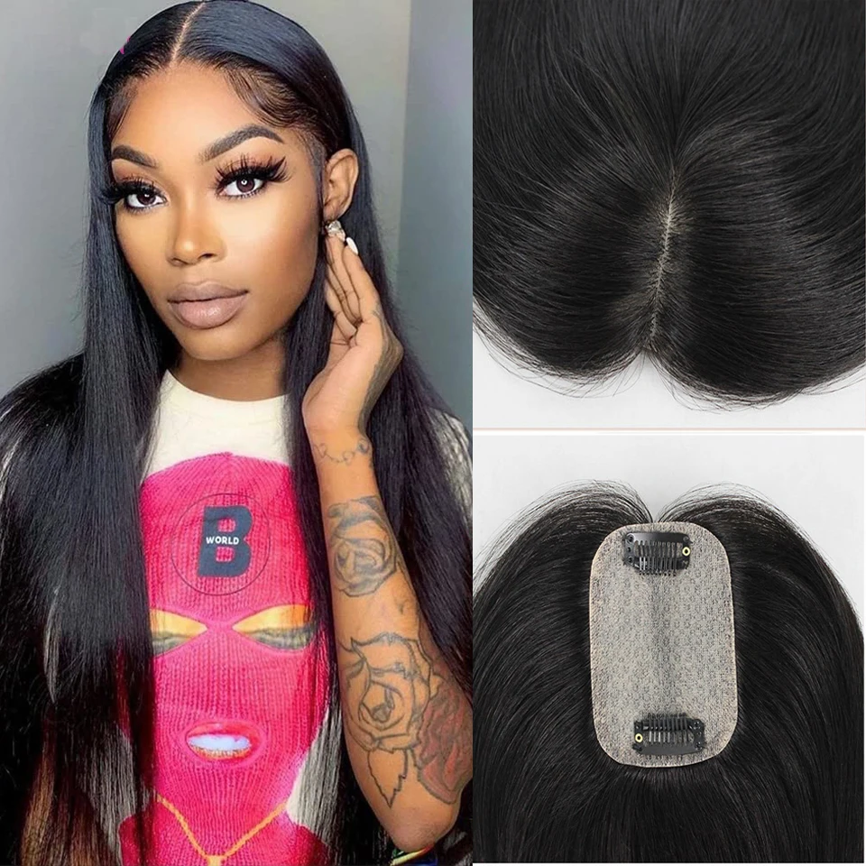 22inch Straight Silk base Lace Front Wig Soft Natural Black Silk top Human Hair Wigs For Black Women Daily