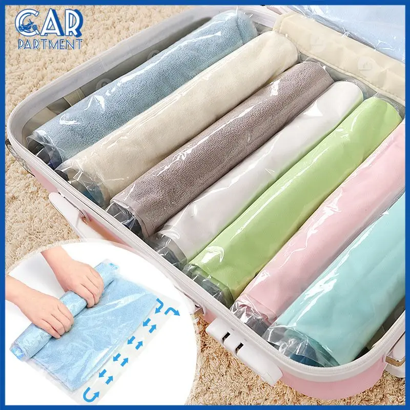 

Auto Car Styling 1pcs Clothing Compression Storage Bags Hand Rolling Plastic Vacuum Packing Bags Traveling Luggage Camping