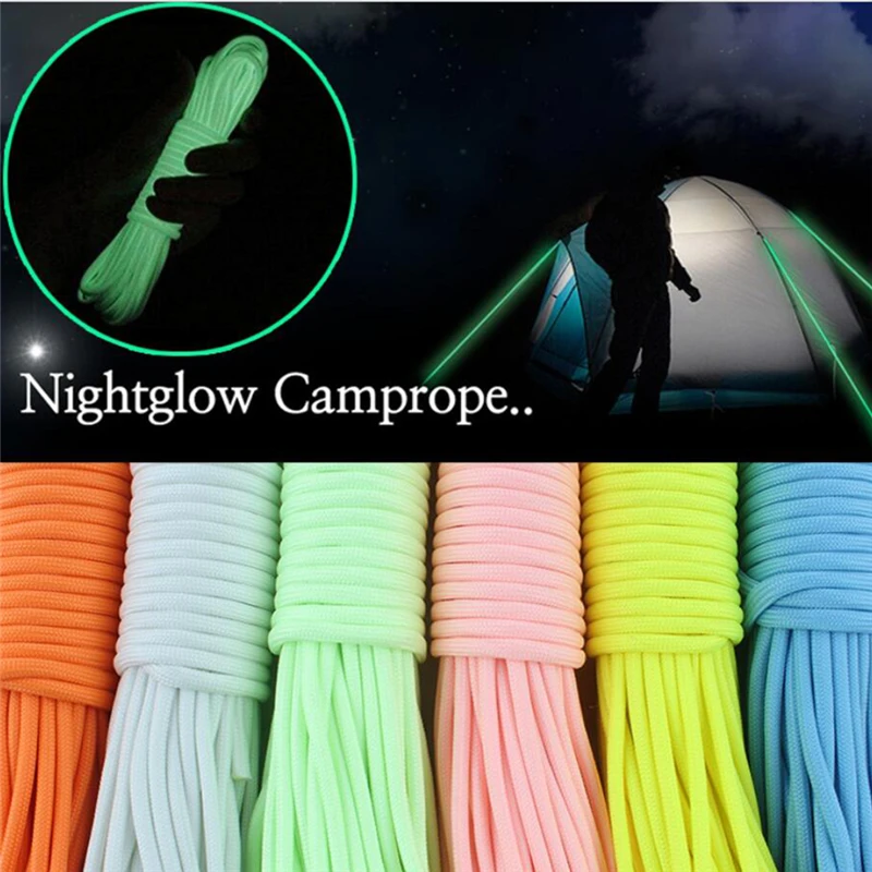 

High Quality 5/10 Meters Survival Paracord Luminous Rope Camp Glow Paracord 550LB 7 Strands Lanyard Ropes Outdoor Ropes