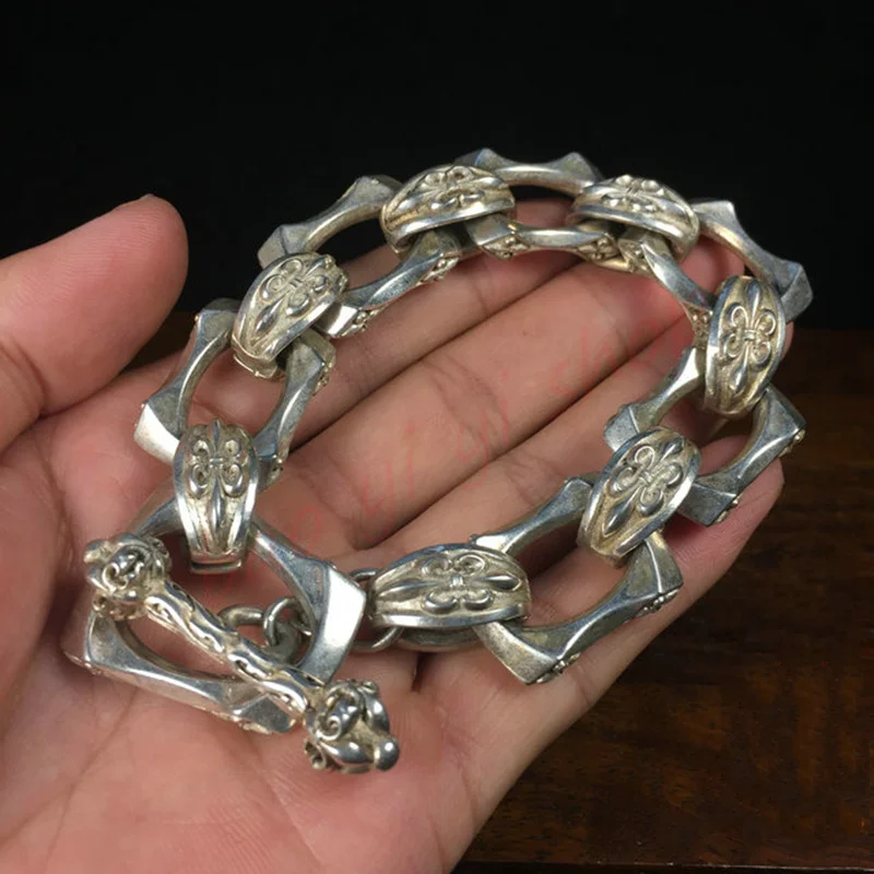 

Laoyin handmade silver chain / Bracelet / Tibetan Silver national fashion jewelry for men and women / auspicious Bracelet