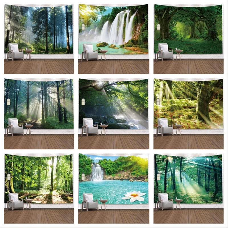 

Home Decor Landscape Tapestry Beautiful Natural Forest Print Big Wall Towel Bed Cover Beach Towel Background Cloth tapiz