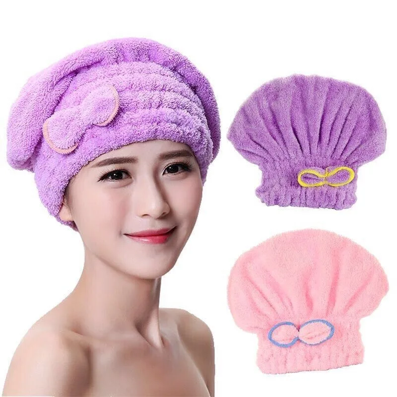 

Microfibre Quick Hair Drying Bath Towel Spa Bowknot Wrap Towel Cap Bathroom Accessories Bonnets For Women Designer Shower Cap