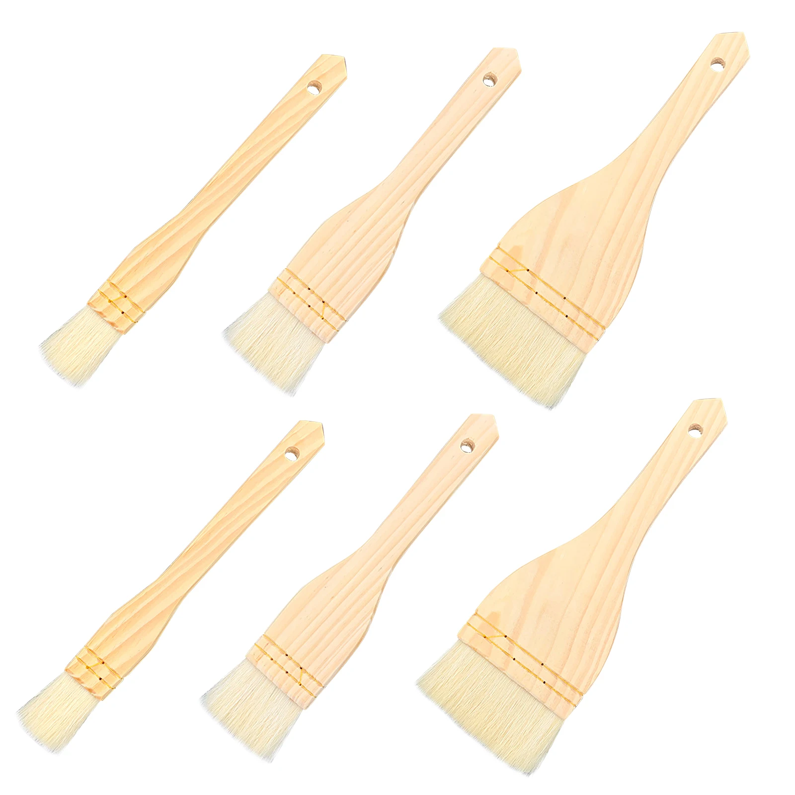 6pcs Assorted Size Soft Bristles Artist Painting Gift With Handle Portable Flat Hake Brush For Watercolor Professional Wash