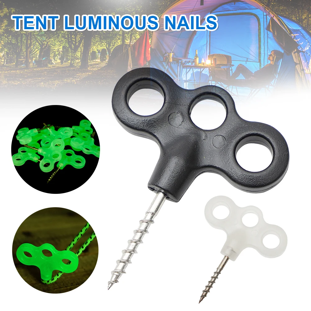 

1/4pcs Screw Spike Hook Rope Buckle Hiking Camping Ground Pin Tent Nail Luminous Pegs Travel Outdoor Equipment Accessories