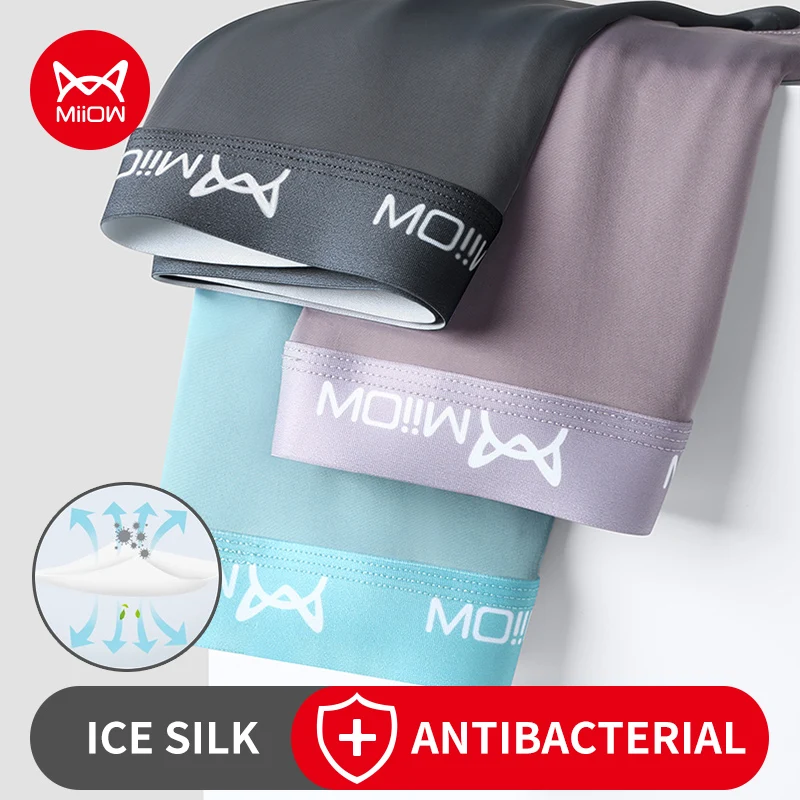 MiiOW 3Pcs Sexy Men Underwear Boxer Underpants Comfort Polyester Transparent Trunks Men's Panties Breathable Bxoers For Men New