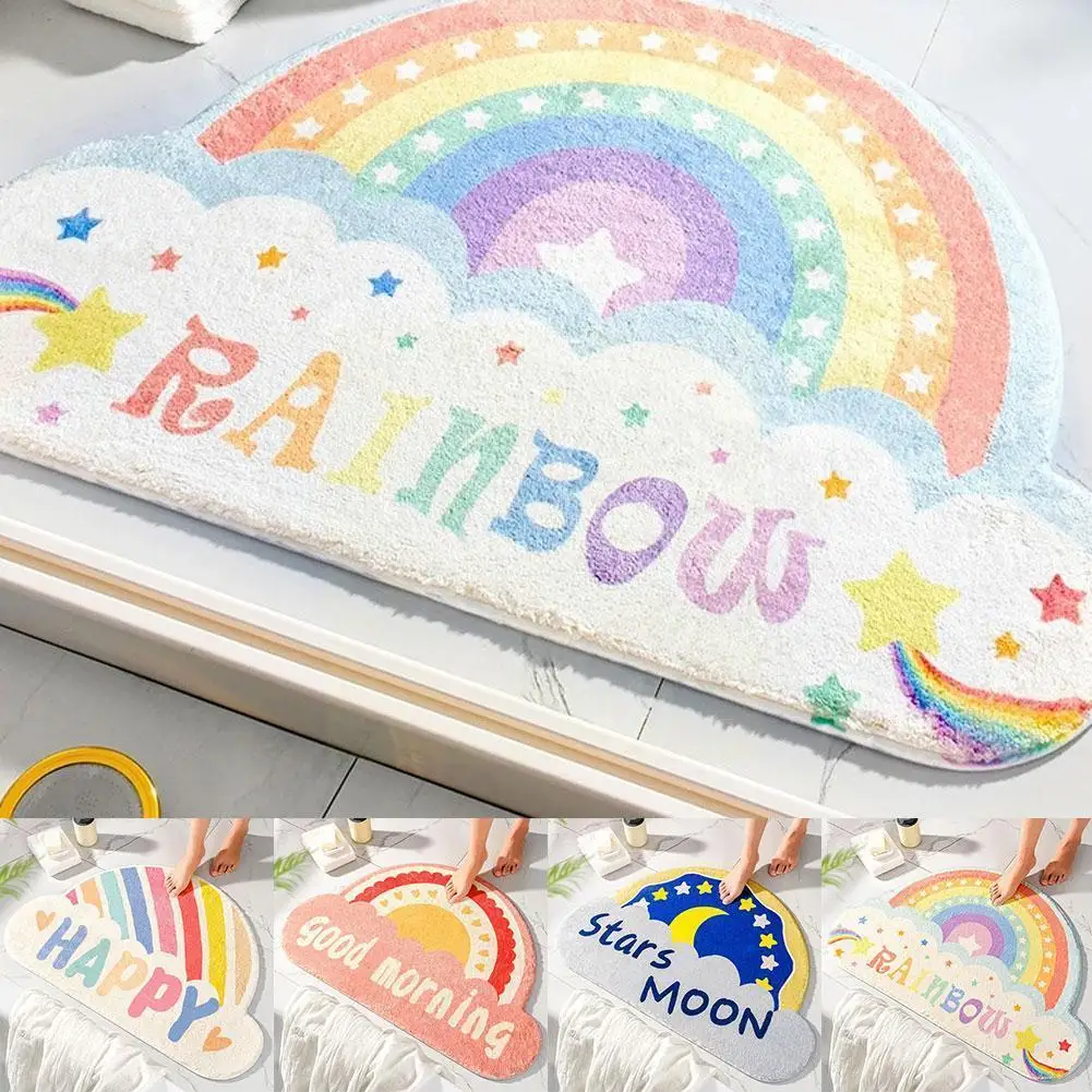 

1pc Home Rainbow Doormat Semicircle Floor Mat Bathroom Rug Dustproof Non-slip Color Cartoon Mats Carpet Door Waterproof Ent W3u8