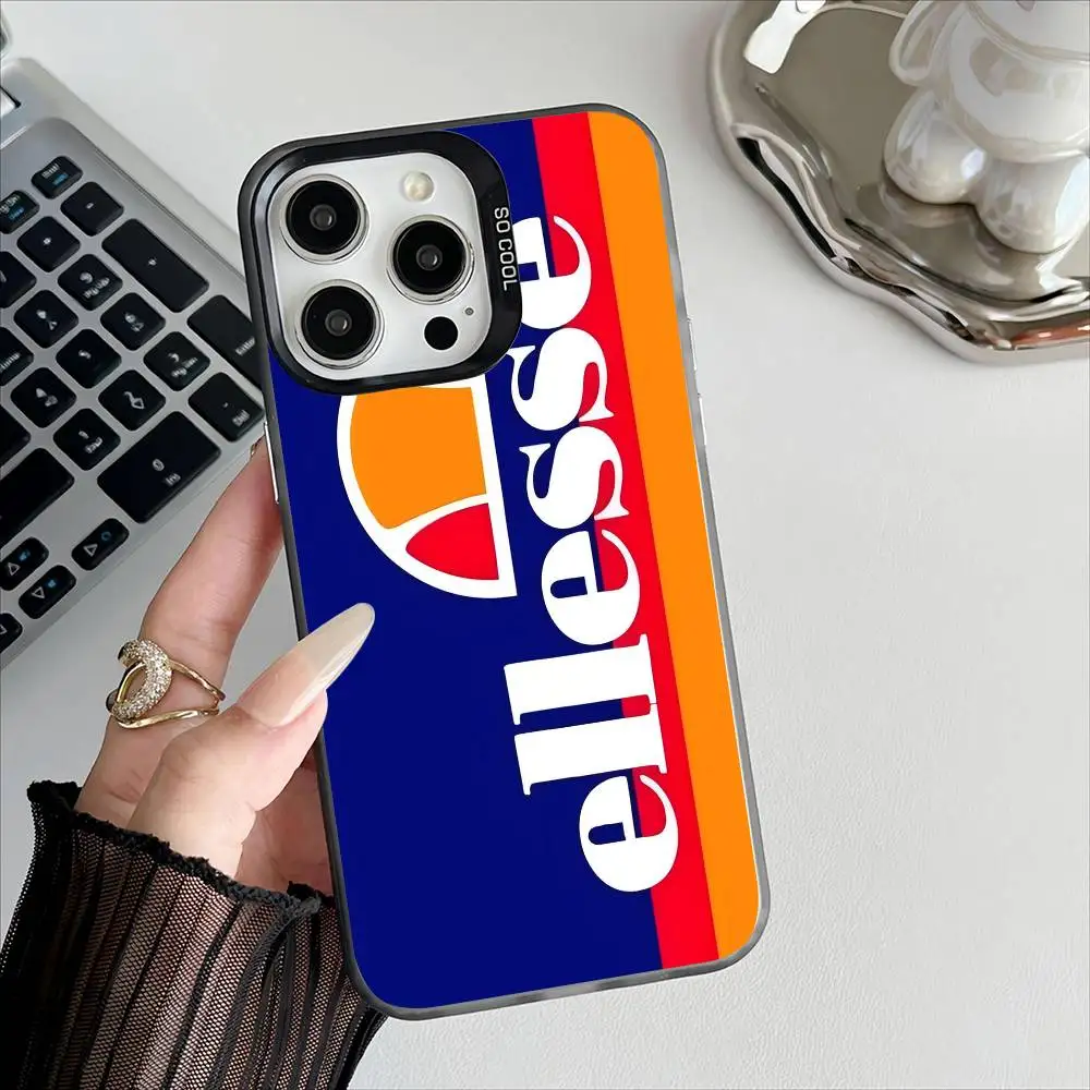 Фото Модный брендовый чехол для телефона E-ellesseS для iPhone 16, 15, 14, 13, 12, 17 Pro Max, специальное металлическое серебряное крепление с гальваническим покрытием для мобильного устройства №5