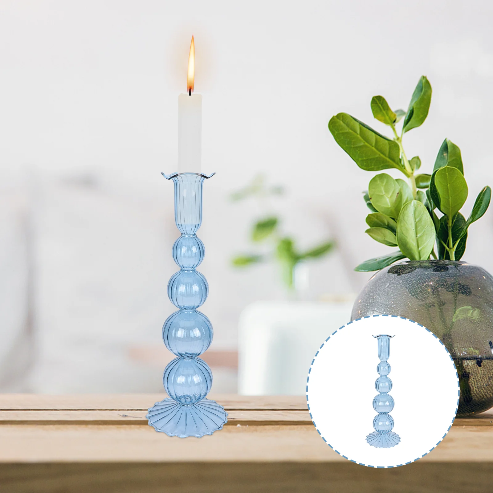 

Holder Glass Candlestick Stand Wedding Holders Vase Centerpiece Pillar Taper Centerpieces Table Tealight Clear Bubbletall