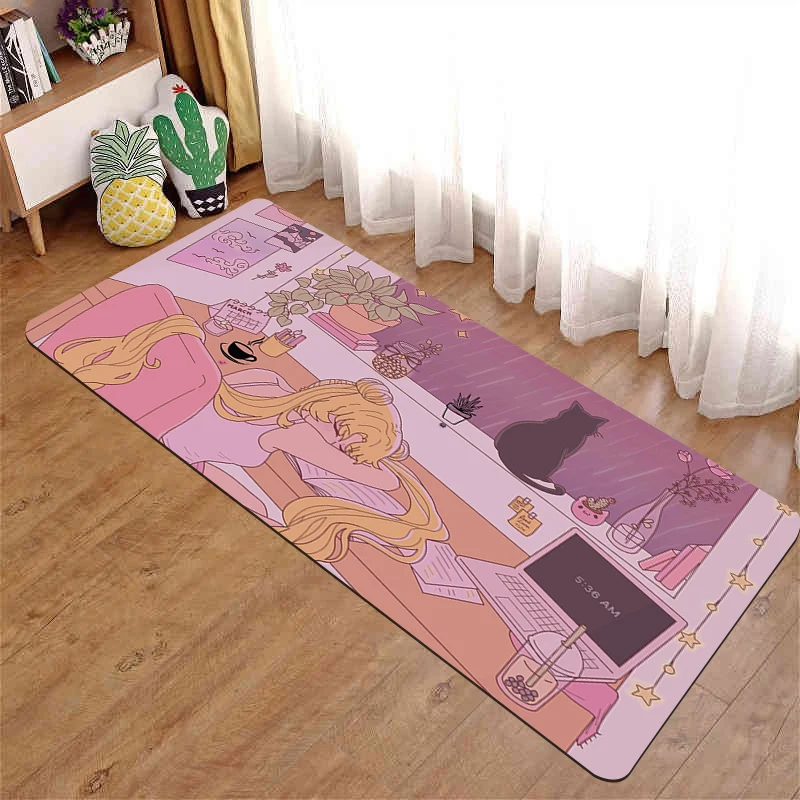 

Bathroom Mats Sailor Moon Carpet Kitchen Rug Foot Mat Pink Cartoon Doormat Rugs Living Room Floor Bath Mat Entrance Door Carpets