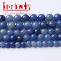 natural blue aventurine jades beads round loose spacer charms beads for jewelry making diy bracelets necklaces 4 6 8 10 12mm 15