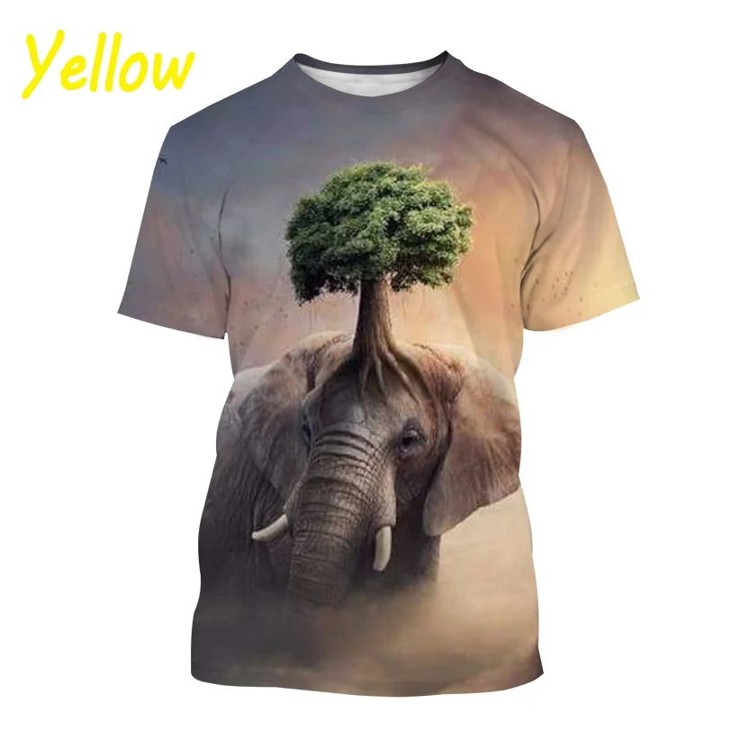 

Летняя мода 2022, новинка, футболка с 3D-принтом слона, смешная футболка с коротким рукавом и круглым вырезом в виде животных для мужчин и женщи...