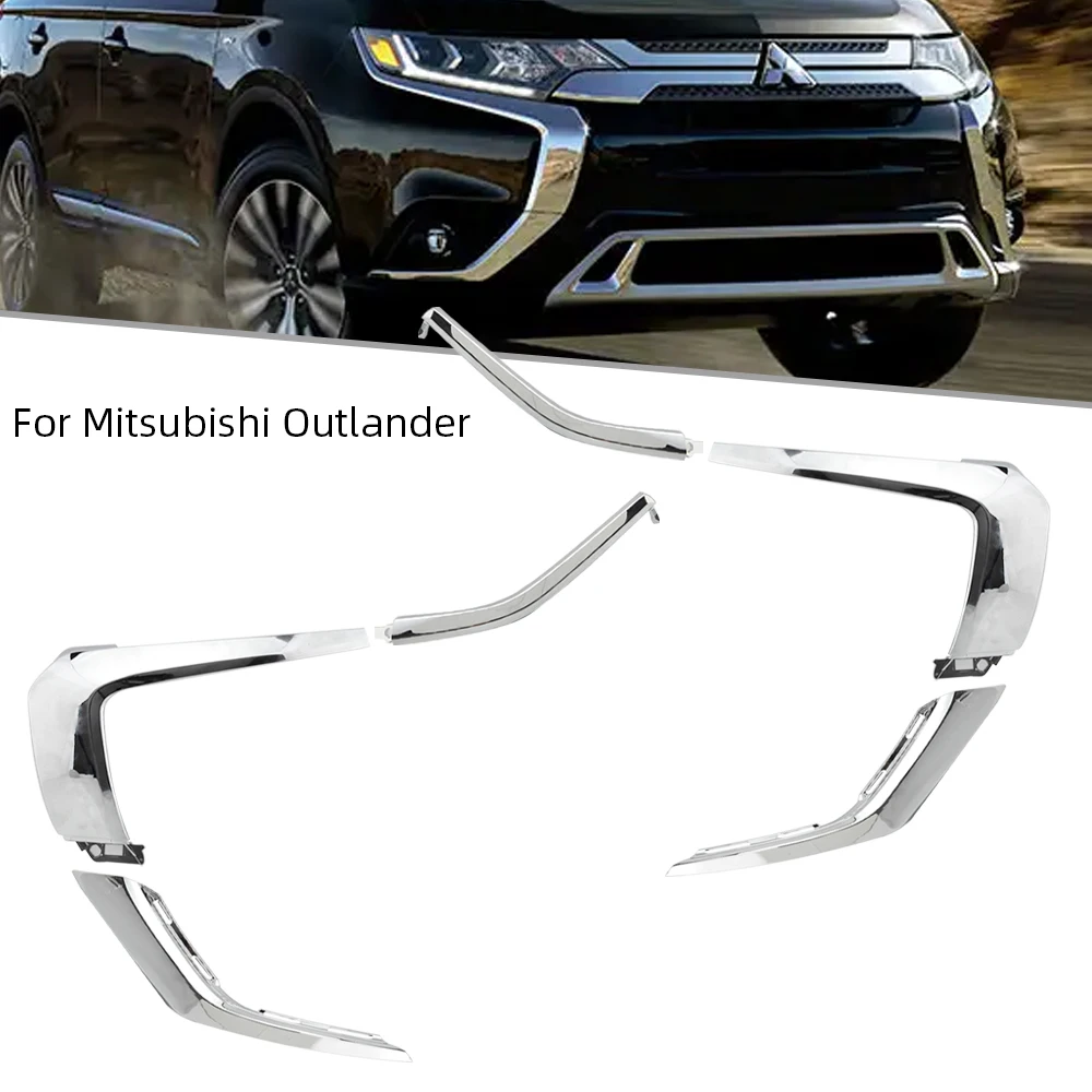 Parachoques inferior delantero cromado moldura tiras de faros para Mitsubishi Outlander 2016-2019 cubierta de luz antiniebla protección de decoración