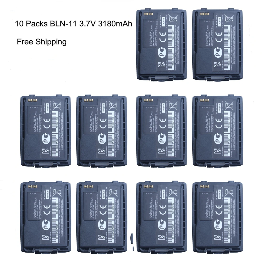 

Ten Pack 3.7V 3180mAh 11.76Wh Lithium-Ion Battery for BLN-11 for EADS Airbus Cassidian TH1n Tetra Radio BLN-10