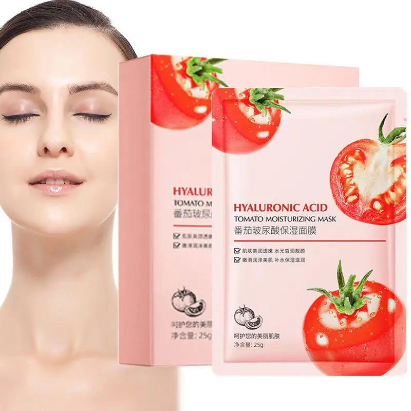 

Whitening Face Sheets Tomato Moisturizing Face Cover For WoMen 5pc Hydrating Hyaluronic Acid Hydrolyzed Collagen For Face Care