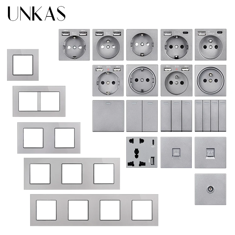 UNKAS серая стеклянная панель сделай сам свободная комбинация Тип C французская