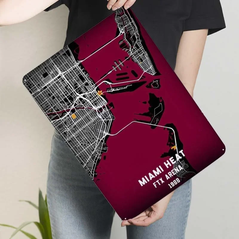 Знак карты тепла Майами спортивный металлический плакат украшение для спальни