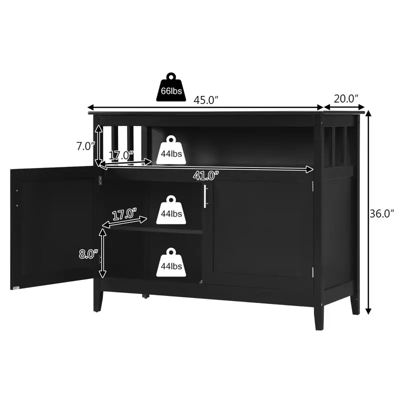 

Chic Black 2 Doors Sideboard Buffet Server Cupboard Storage Cabinet, Perfect for Home & Office Use.