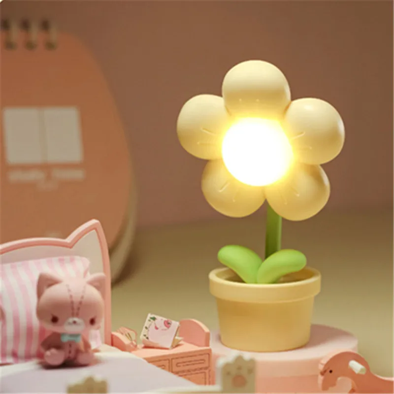 

2023 New Mini Eye Care Flower Night Light LED Cute Atmosphere Warm Bedside Light Creative Desktop Decoration Holiday Gift