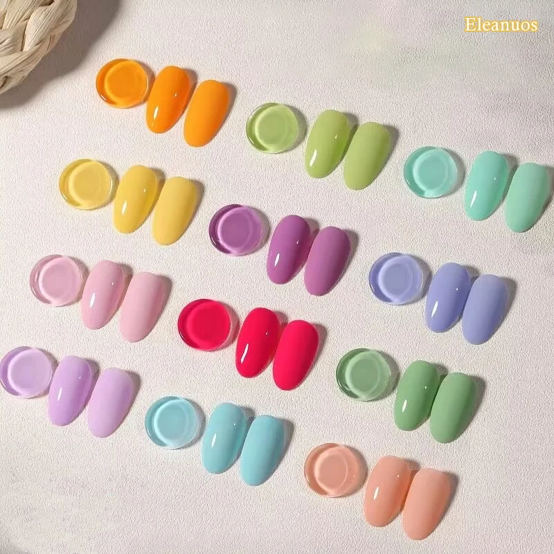 Фото Гель-лак для ногтей Eleanuos Macaron Candy, 1 кг, Полировка Ногтей, новый модный прозрачный гель, УФ светодиодный Праймер, высокая емкость, эмаль для ногтей №1