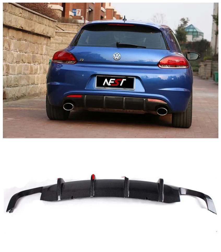 

Подходит для Volkswagen Scirocco 2009-2015 углеродное волокно Автомобильный задний багажник губа бампер диффузор разделители Защитная крышка
