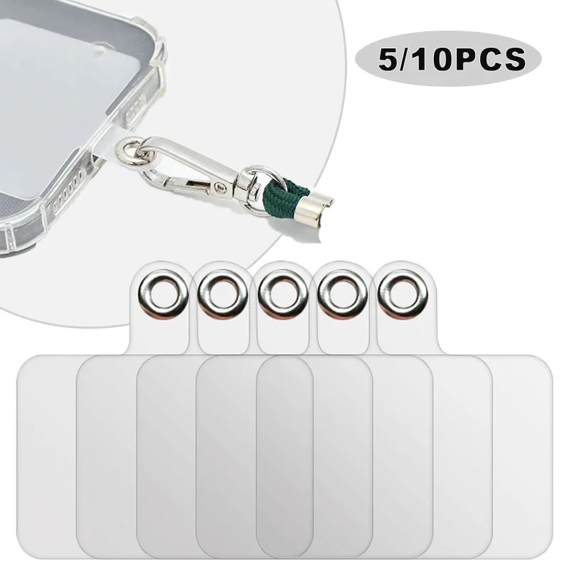 

5/10Pcs Phone Lanyard Patch Gasket Mobile Phone Plastic Card Universal Pendant Transparent Clip Phone Hanging Loop Tether Tabs