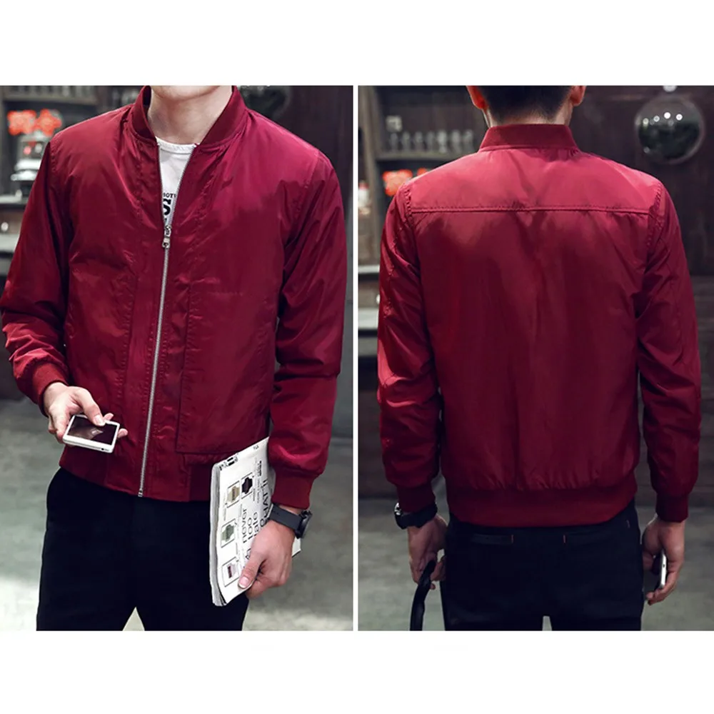 

Men's Casual Fashion Baseball Loose Jackets Slim Fit Outerwear Coats Male Zip Up Streetwear Costumes Men Solid Color Clothing