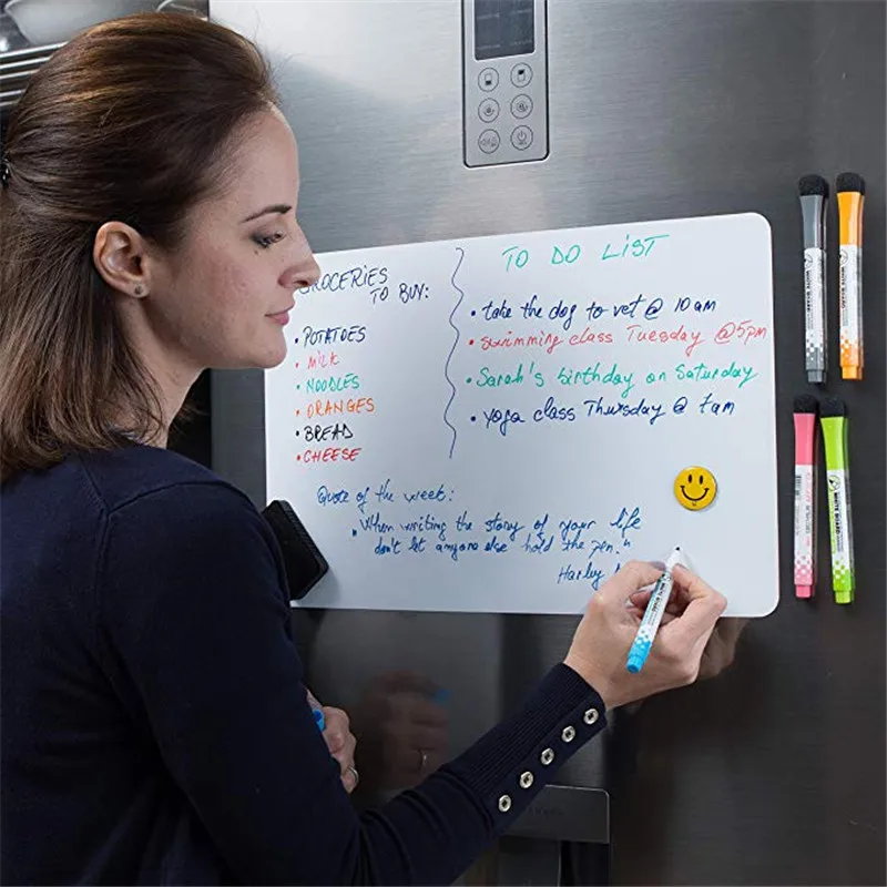 

Magnetic Whiteboard Fridge Magnets Dry Wipe Refrigerator Sticker Marker Writing Record Message Board Remind Memo for Home Office