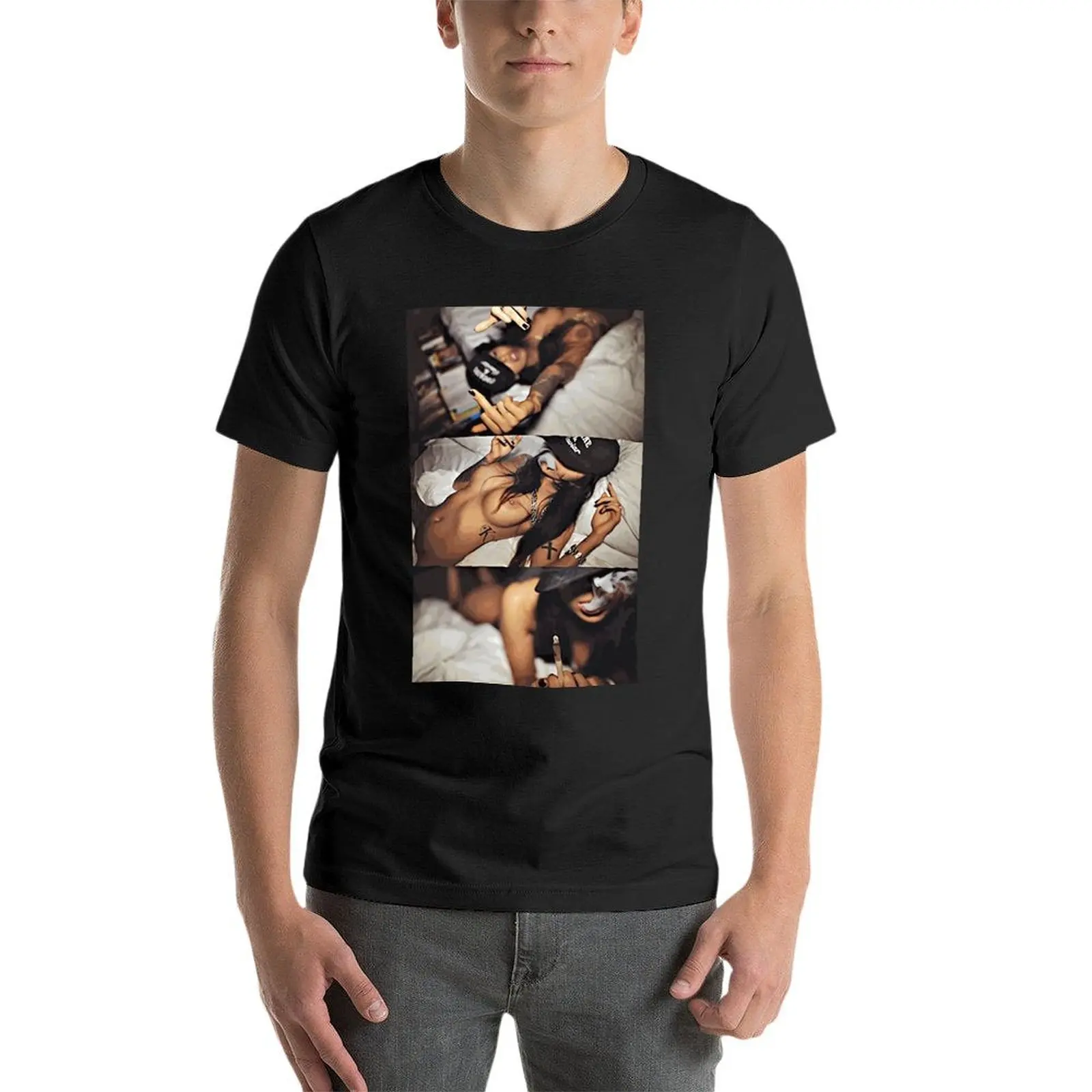 

Sexy Smoking Weed High Attitude Girl Oversized T Shirt Harajuku Mens Clothing Short Sleeve Streetwear Big Size Top Tee
