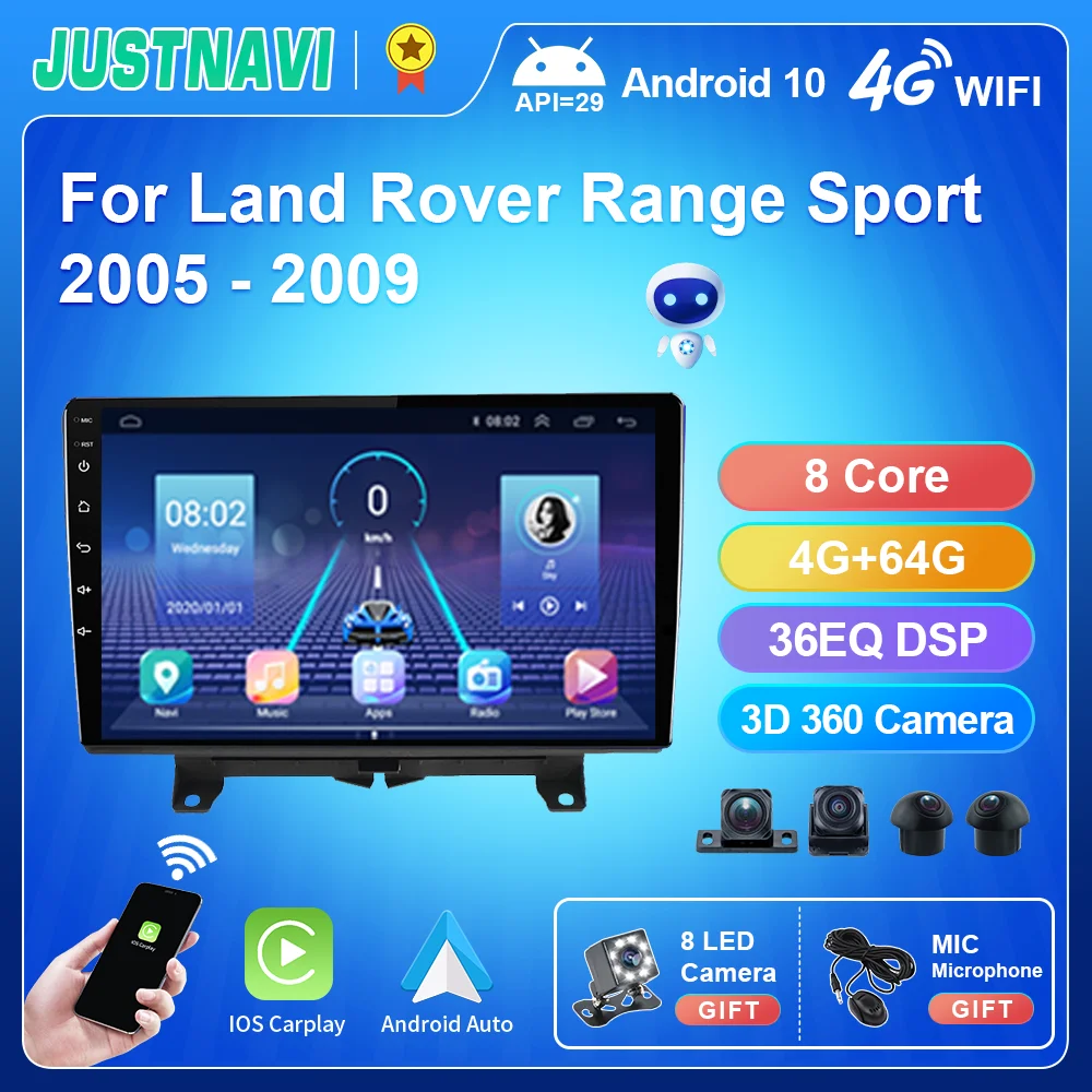

JUSTNAVI 2Din Autoradio10 Car Radio For Land Rover Range Sport 2005 -2009 Car Radio Multimedia Player Audio Stereo Carplay Auto