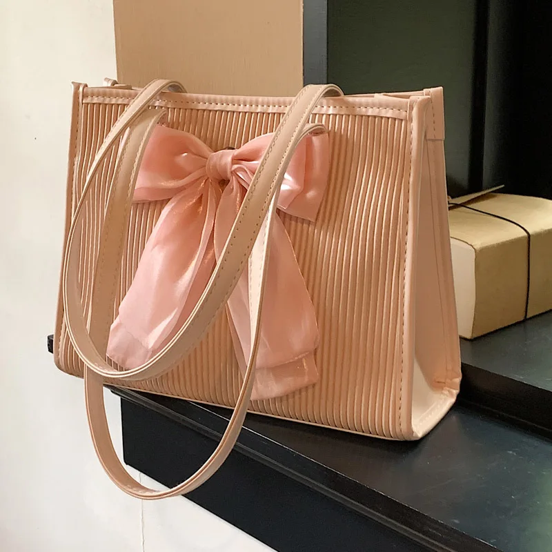 

Advanced Feel Bag 2023 New Fashion Texture Niche Bow Single Shoulder Bag for Women with Large Capacity Commuting Tote Bag