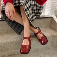 2022 new square low heeled shoes women mary shoes fashion outdoor sweet casual spring shoes leather shoes shoe size 34 39