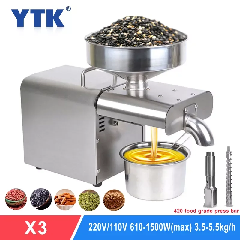 

Масляный Пресс YTK, автоматический бытовой экстрактор льняного масла, пресс для арахисового масла холодного отжима, масляная машина 1500 Вт (ма...