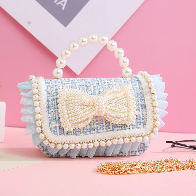 2023 New Girls Princess Crossbody Bag Cute Kids Lace Coin Wallet Pouch Kawaii Baby Bowknot Clutch Purse Bag Gift
