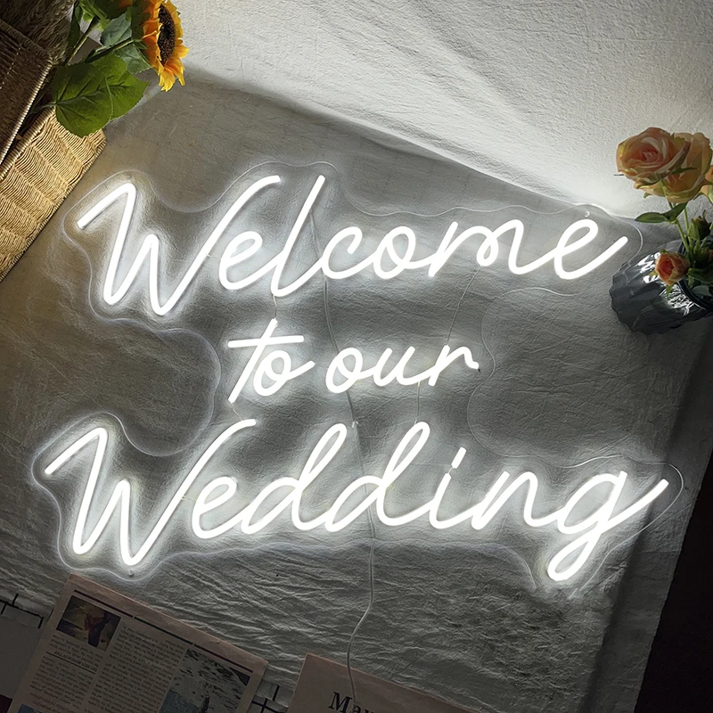 

Welcome To Our Wedding Custom LED Neon Sign Night Light Home Wedding Backdrop Party Wall Decor Personalized Gifts Welcome Sign