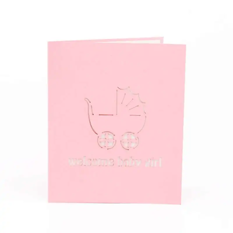 

1 PC Creative Pink English Welcome Baby Girl Stroller Pattern Rectangular Envelope For Membership Card DIY Decorative Envelope