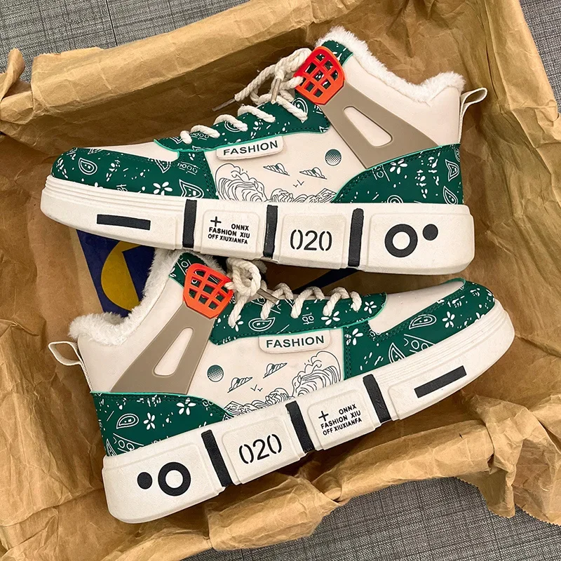 Оригинальные зимние теплые мужские кроссовки для снега Нескользящие мягкие