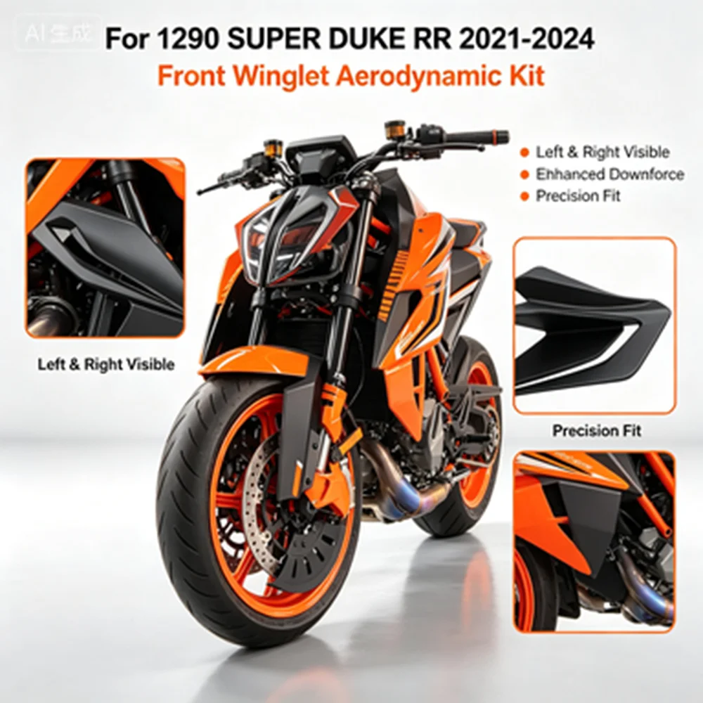 Фото Для мотоциклов 1290 SUPER DUKE / R / RR / EVO 2021-2024: Спойлер, Воздушный Дефлектор, Передний Демпфер, GP-крылья, Модифицированные Накладки №1