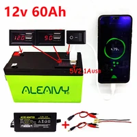 12v60ah portable lifepo4 lithium battery rechargeable battery pack built in 5v 2 1a usb android charging port with charger