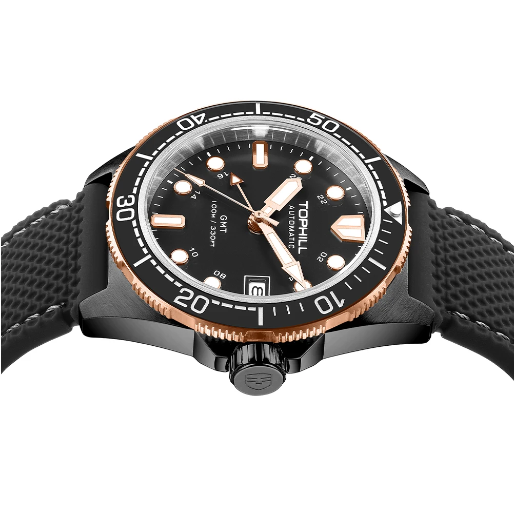 Фото Мужские часы Tophill NH34 GMT с автоматическим механизмом, керамическим безелем, светящимся циферблатом Bgw9, сапфировым стеклом, водонепроницаемостью 100 м, часы для дайвинга. №3
