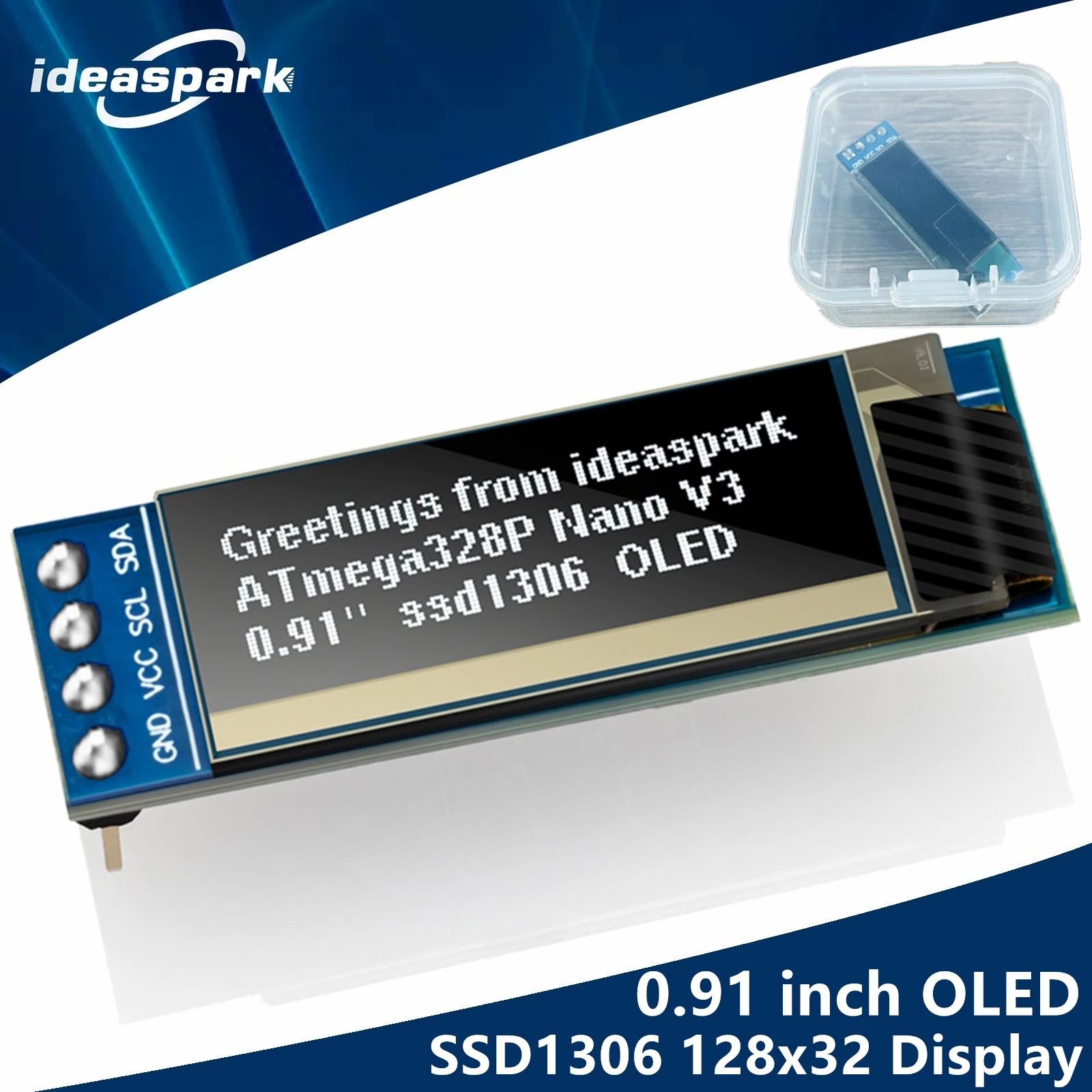 Модуль ЖК-дисплея OLED 0,91 дюйма, 128x32, 4-контактный драйвер SSD1306, последовательный экран IIC I2C, постоянный ток 3,3 В ~ 5 В для Arduino (припаянные контакты) Модуль ЖК-дисплея OLED 0,91 дюйма, 128x32, 4-контактный драйвер SSD1306, последовательный экран IIC I2C, постоянный ток 3,3 В ~ 5 В для Arduino (припаянные контакты)