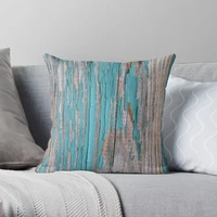 shabby rustic weathered wood turquoise polyester decor pillow case home cushion cover 4545cm