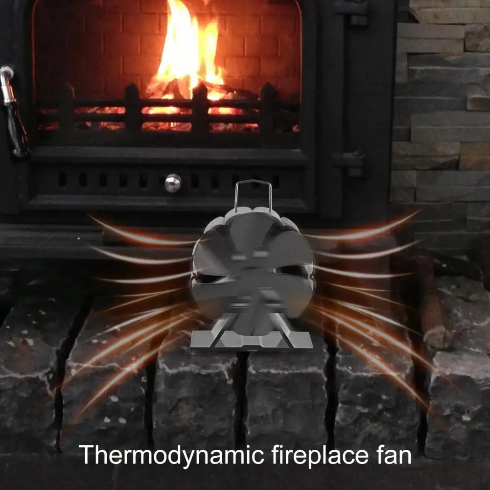 

Useful Fireplace Fan with Handle Stove Fan No Battery Required Winter 6 Blade Ultra-silent Log Wood Burner Fan Keep Warm