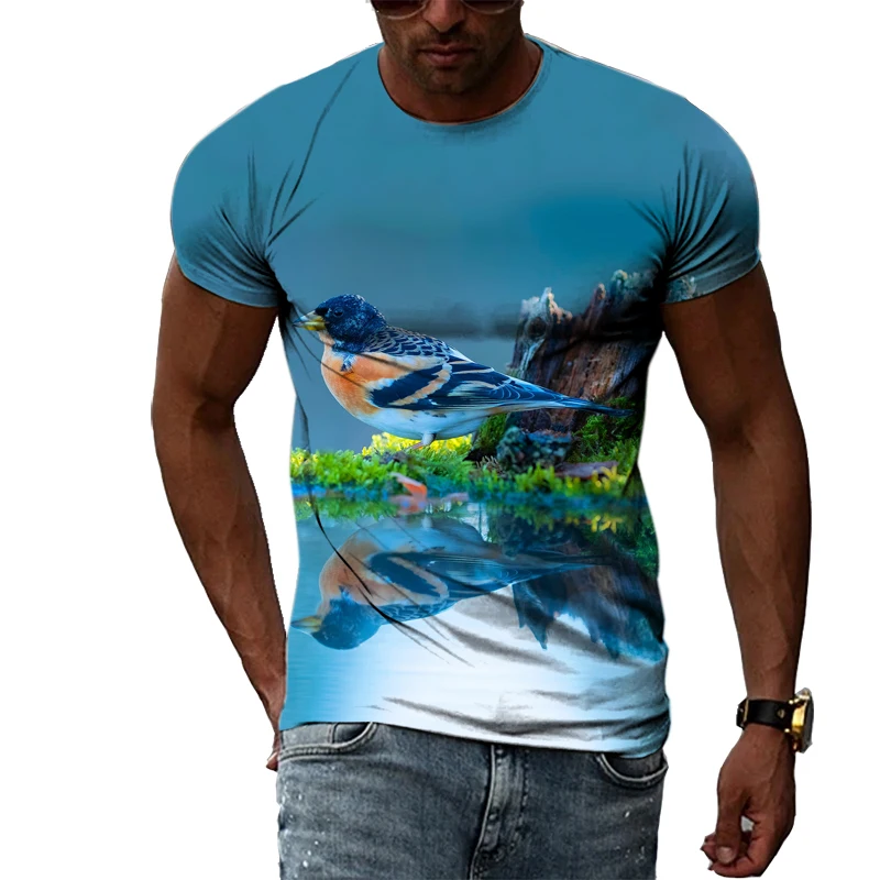 

Zomer mannen Dier Vogel Grafische T-shirt Fashion Casual Persoonlijkheid 3D Print Korte Mouw T-shirt Hip Hop Crew Neck Harajuku