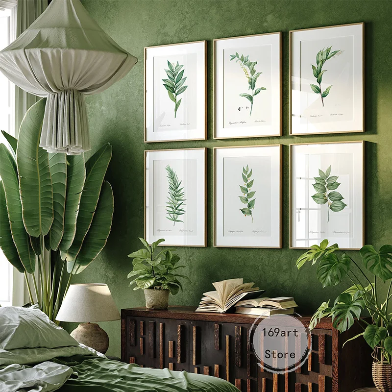 Ботанический минималистский папоротник винтажные дикие цветы галерея картина