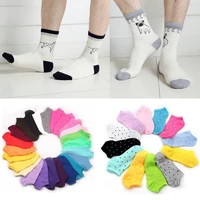women socks breathable casual socks solid color socks cute colorful knitted stripe comfortable soft pure cotton ankle socks