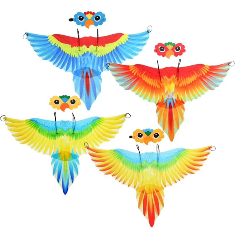 

Vibrant Parrot Wings with Costume Mask Birds Dress Up Bird Costume Prop for Halloween Party Bird Themed Party Masquerade