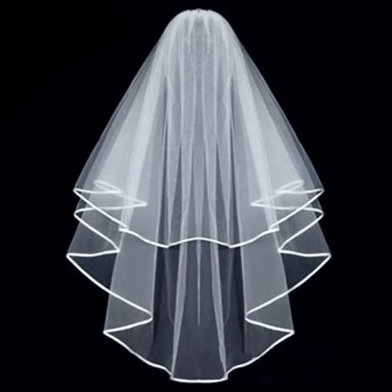 

LoveDress Simple Short Weddiing Veils With Hair Comb Two Layer Wedding Accessories Bridal Veils Tulle Ribbon Edge