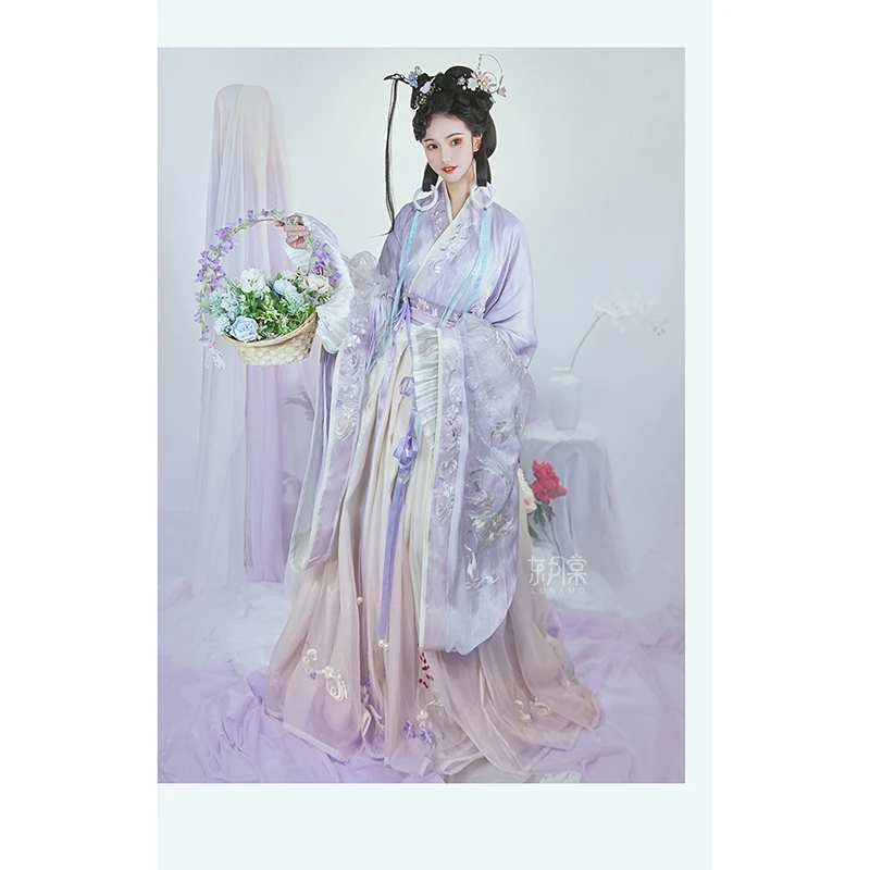 

Han Chinese Clothing Traditional Dress Large Sleeved Women Suit Exquisite Embroidery High Waist Fairy Stage Dance Skirt
