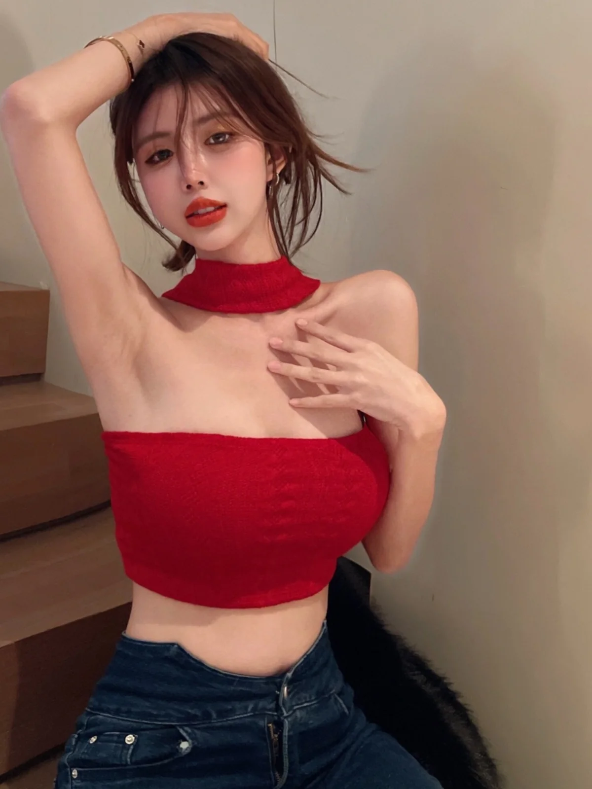Miss Dai: Sexy Gyaru Pure Desire Sle Halter Tube Top Design Утягивающий низ Короткий жилет Топ для женщин