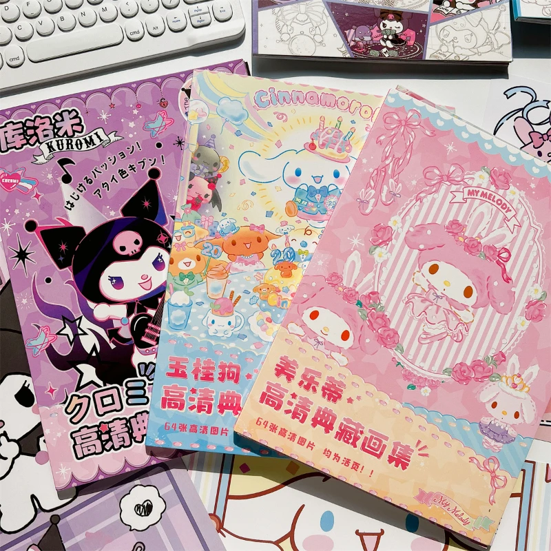 

64 Pieces of Sanrio Cinnamon Dog Poster Photo Album Kulomi Melody Album Set Loose-leaf Wallpaper Mural Cute Girl Student Gift
